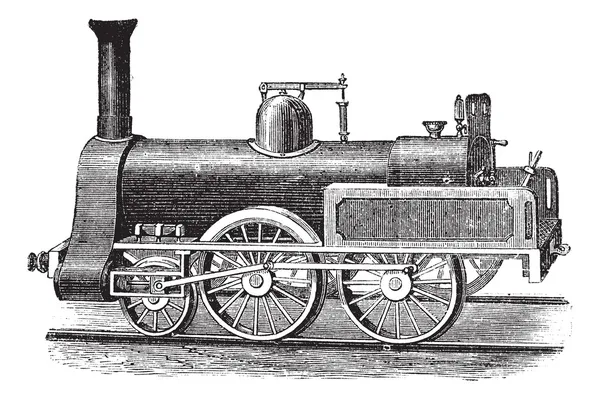 Inglês Steam Locomotive, gravura vintage — Vetor de Stock