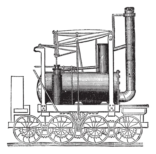 Funí billy lokomotiva, vintage gravírování — Stockový vektor