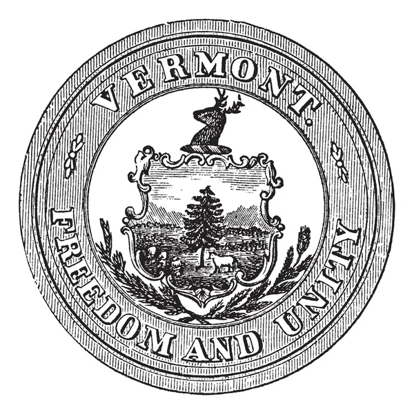 Σφραγίδα της το κράτος του Βερμόντ, ΗΠΑ, vintage χαρακτικής — Διανυσματικό Αρχείο