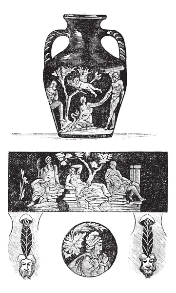 波特兰花瓶，复古雕刻 — 图库矢量图片