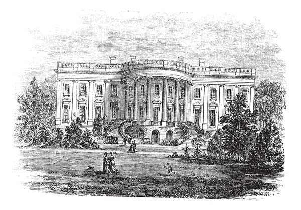 White house in Washington, D.C America vintage engraving. — Stock Vector