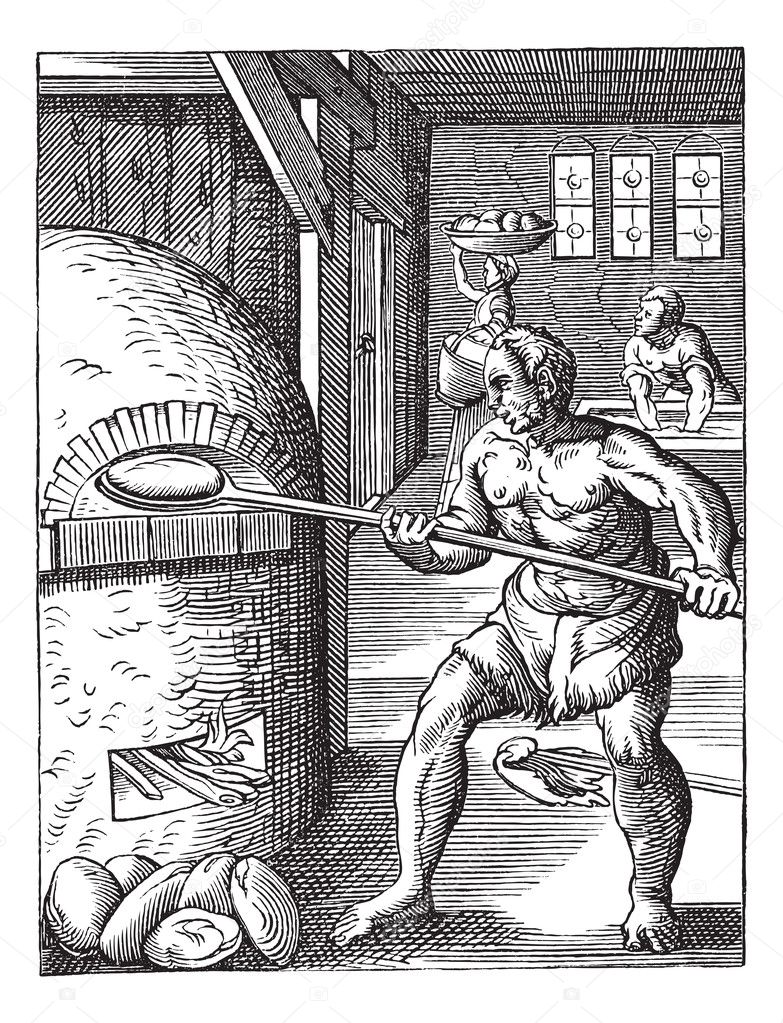 Baker of the sixteenth century vintage engraving