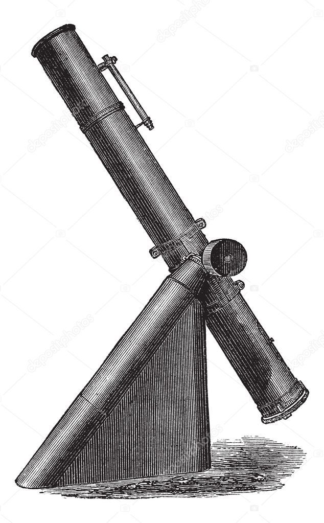 Fig. 4. - Reflecting telescope or reflective, vintage engraving.