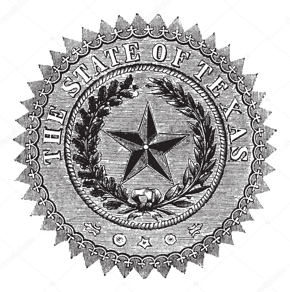 Seal of the State of Texas, vintage engraving.