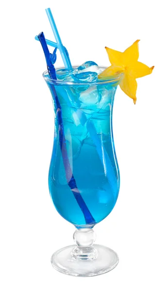 Blue Hawaiian cocktail over white background. — Stock Photo, Image