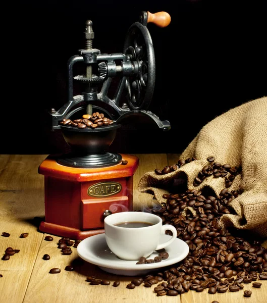 用咖啡豆磨的视图 — 图库照片