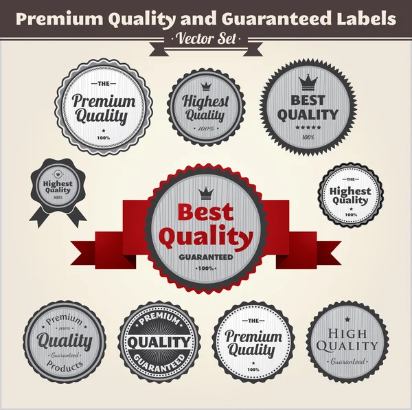 Premiumkvalitet och garanterad etiketter Stockillustration