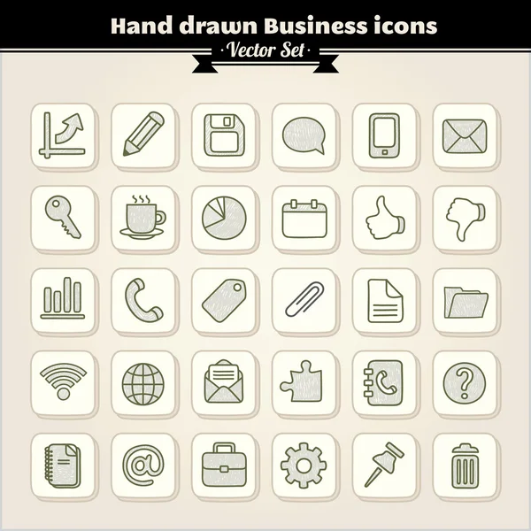 Iconos de negocios dibujados a mano — Vector de stock
