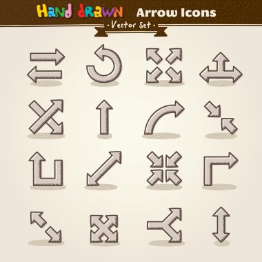 Vector Hand Draw Arrow Icon Set clipart