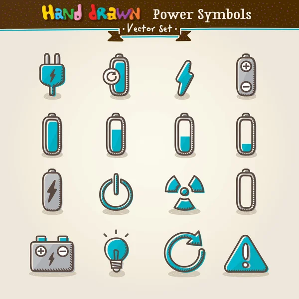 Set di icone con simboli di potenza disegnati a mano vettoriale Vettoriali Stock Royalty Free