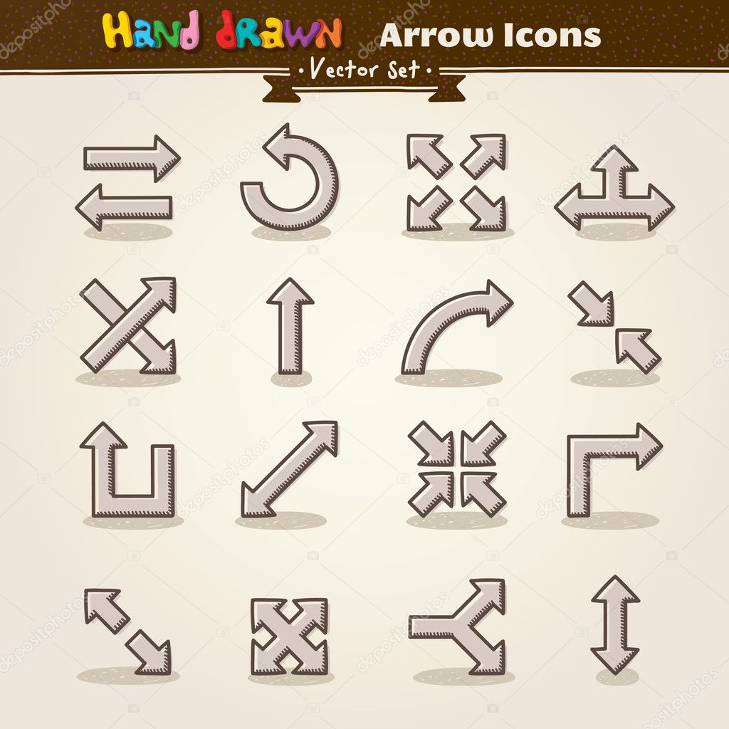 Vector Hand Draw Arrow Icon Set