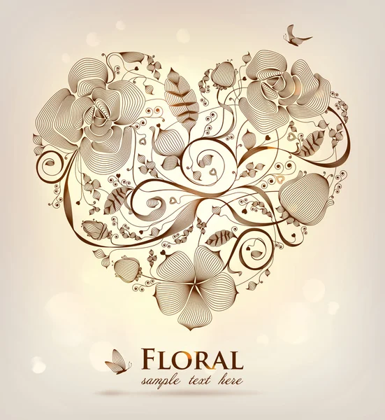Floral heart — Stockvector