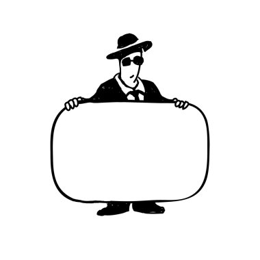 Businessman with a sign clipart