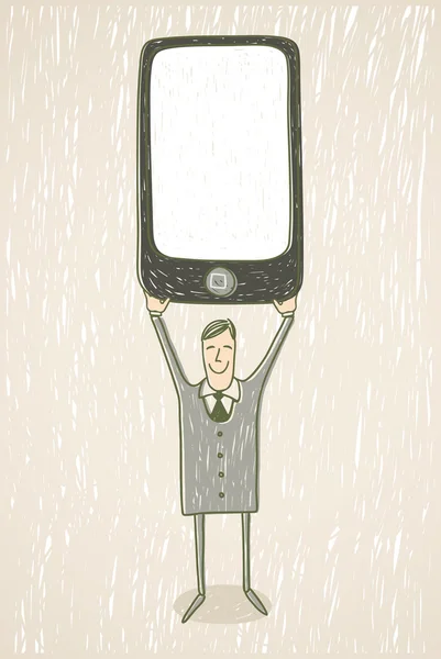 Homme d'affaires avec téléphone portable — Image vectorielle