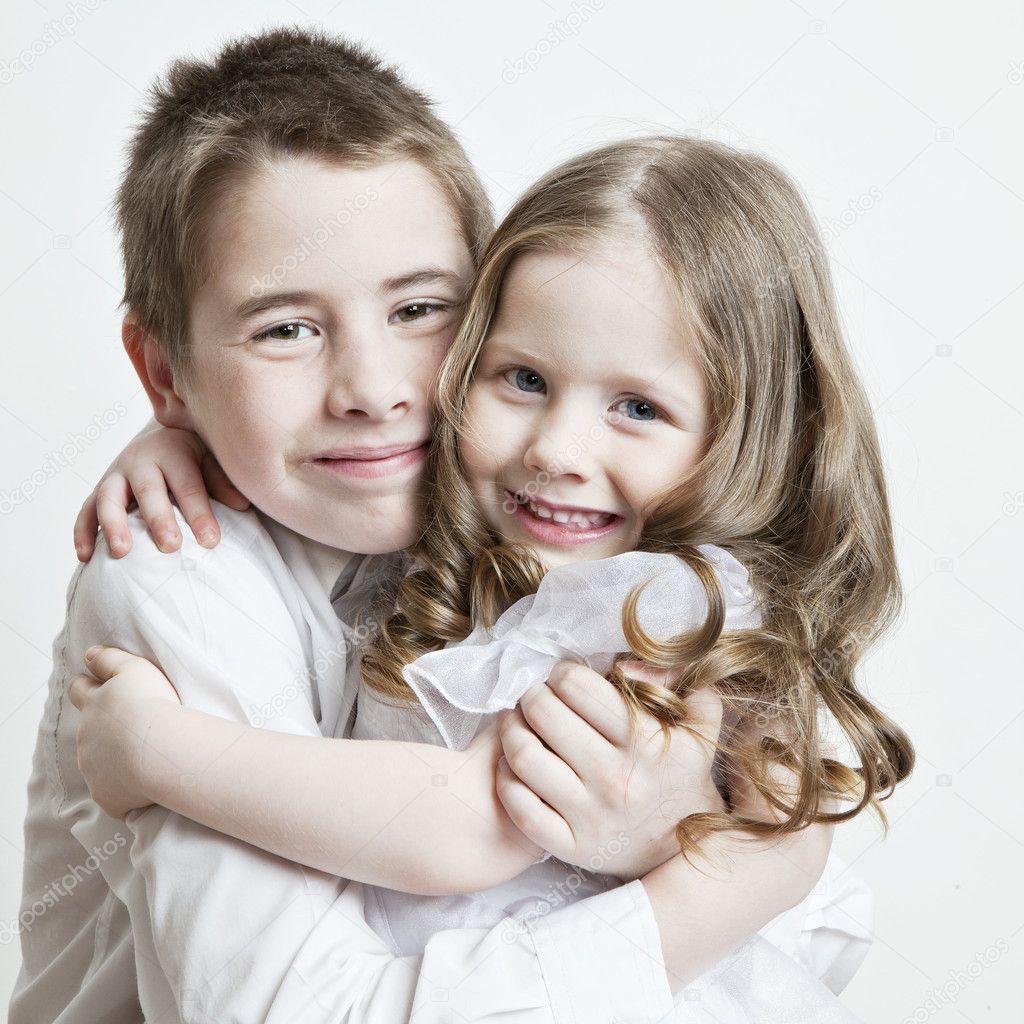 Portrait of a child, the love of brother and sister