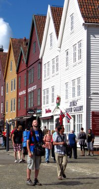 bergen, Norveç Bryggen bölgesinde