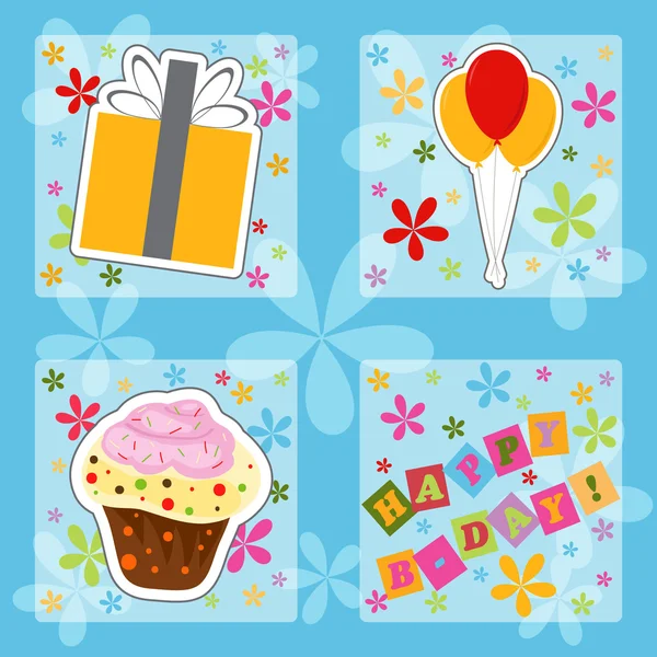 Joyeux anniversaire carte de vœux colorée, illustration vectorielle — Image vectorielle
