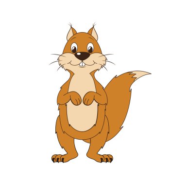 Smiling cartoon squirrel, vector illustration. clipart