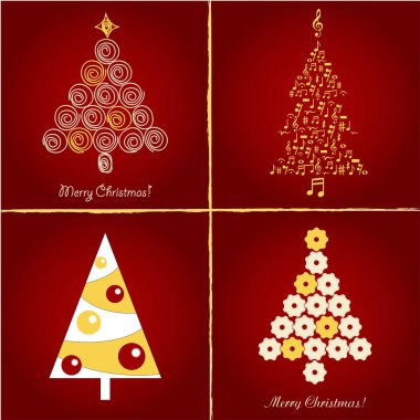 Set of pretty christmas trees , vector illuctration clipart