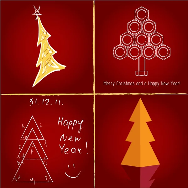 Ensemble de jolis arbres de Noël, illuctration vectorielle — Image vectorielle