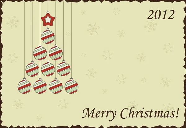 Милая винтажная рождественская открытка, векторная иллюстрация, 2012 — стоковый вектор