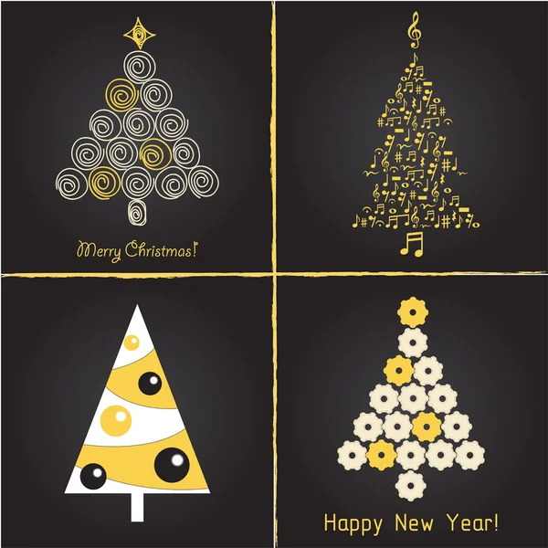 Sada krásná vánoční stromky, vektorové ilustrace — Stockový vektor