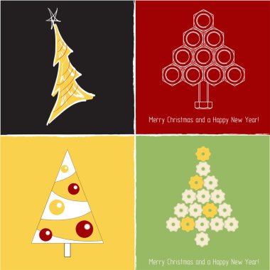 Set of pretty christmas trees , vector illuctration clipart