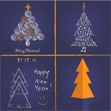 Set of pretty christmas trees , vector illuctration clipart