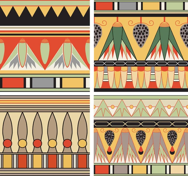 Conjunto de adorno egipcio antiguo, vector, patrón sin costuras — Vector de stock
