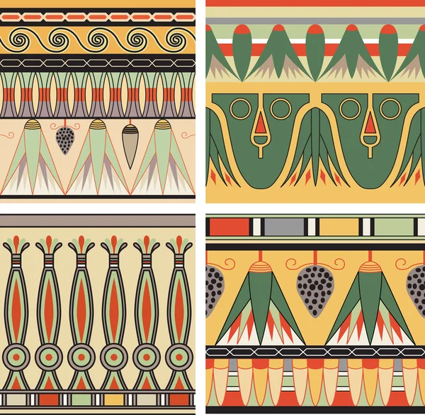 Uppsättning av forntida egyptiska prydnad, vektor, sömlösa mönster — Stock vektor