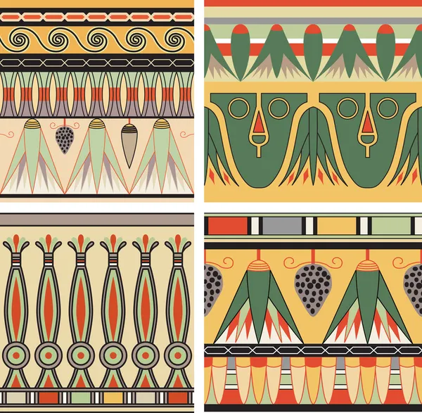 Set of ancient egyptian ornament, vector, seamless pattern — Stock Vector