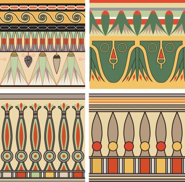 Set of ancient egyptian ornament, vector, seamless pattern clipart