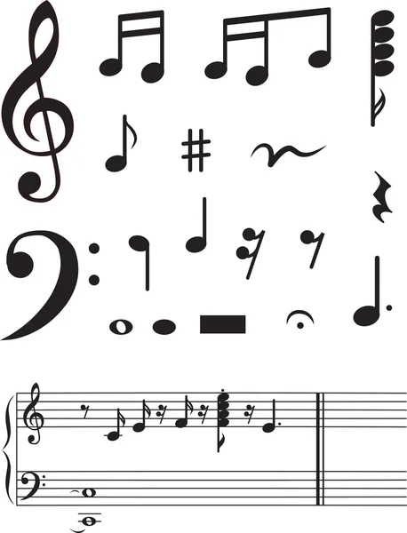 Conjunto de ícones de notas musicais. ilustração vetorial — Vetor de Stock