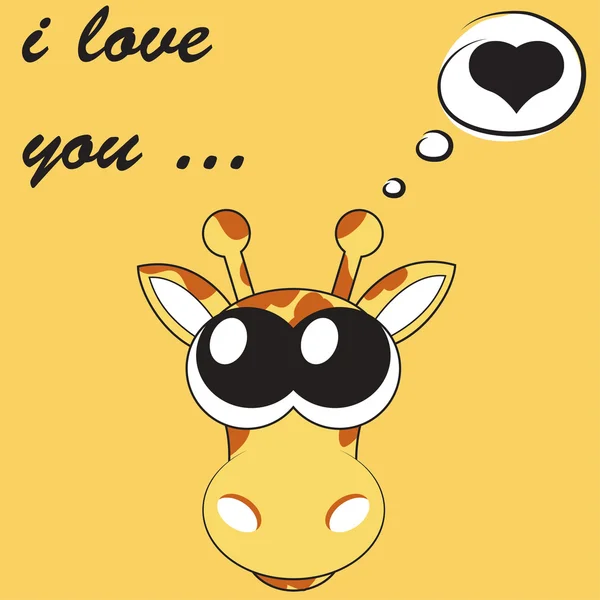 Greeting card voor Valentijnsdag met giraf, vector — Stockvector