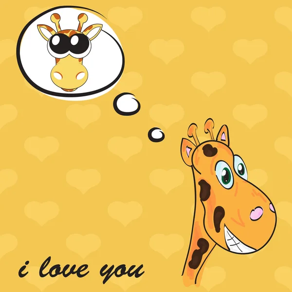 Greeting card for Valentine's Day with giraffe , vector — Stock Vector