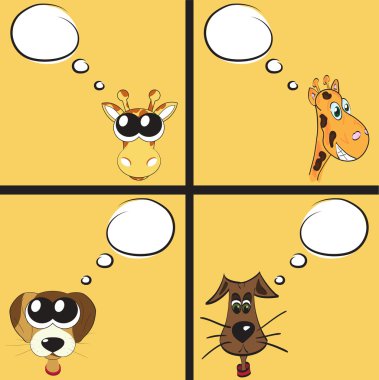 Set of funny cartoon animals, vector clipart