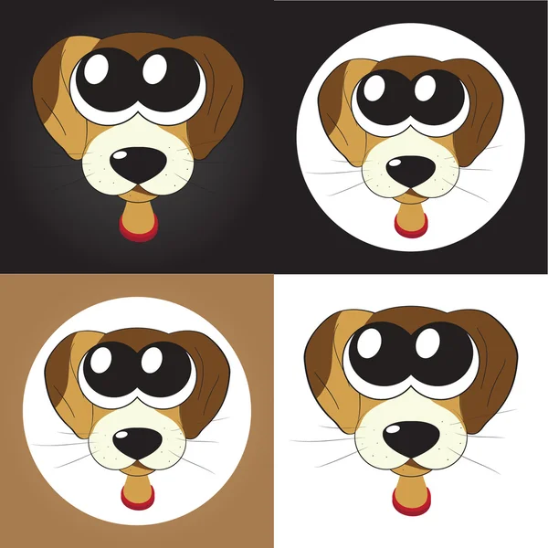 Conjunto de cachorros de dibujos animados (perros) con ojos grandes, vector — Vector de stock