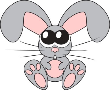 Cute rabbit with big eyes, vector illustration clipart