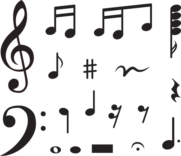 Icon set van muzikale noten. vectorillustratie — Stockvector