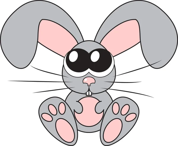 Lindo conejo con ojos grandes, ilustración vectorial — Vector de stock