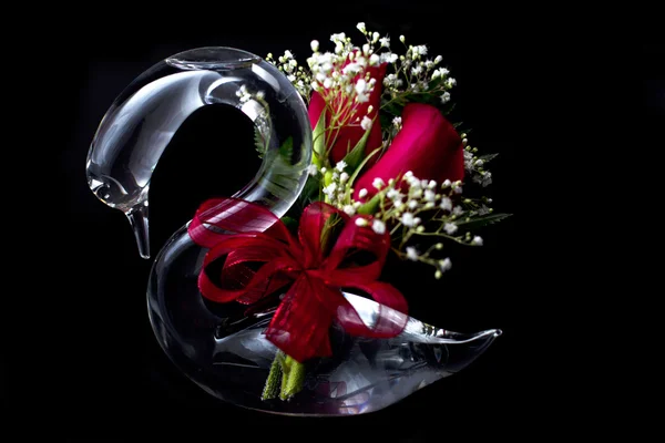 Romantický sklo labuť — Stock fotografie
