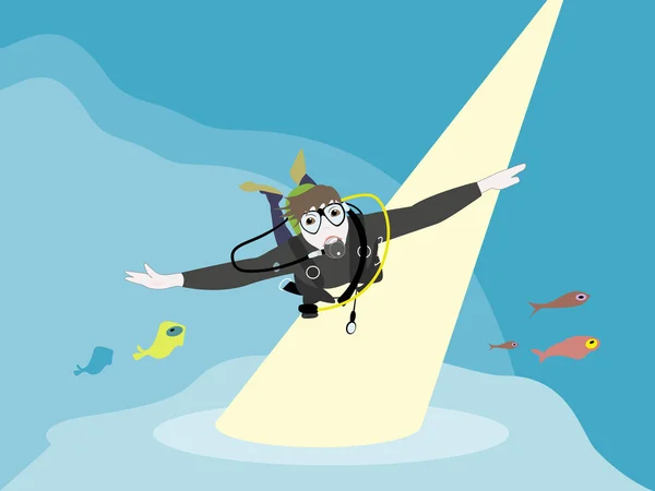 Joyeux plongeur — Image vectorielle