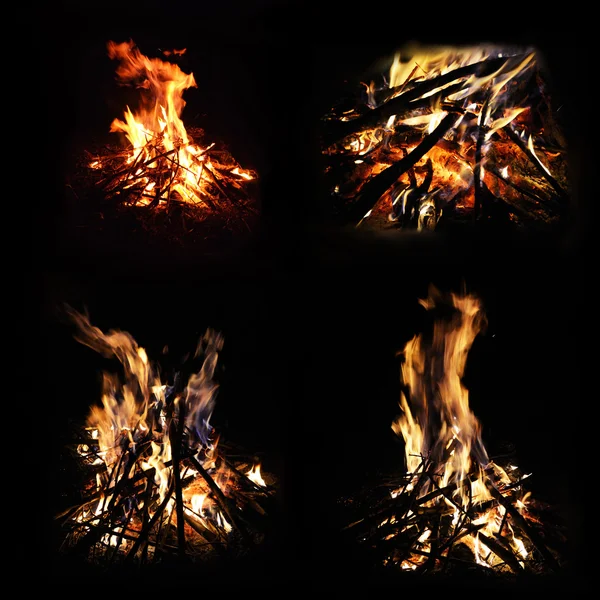 stock image Set of campfire photographs