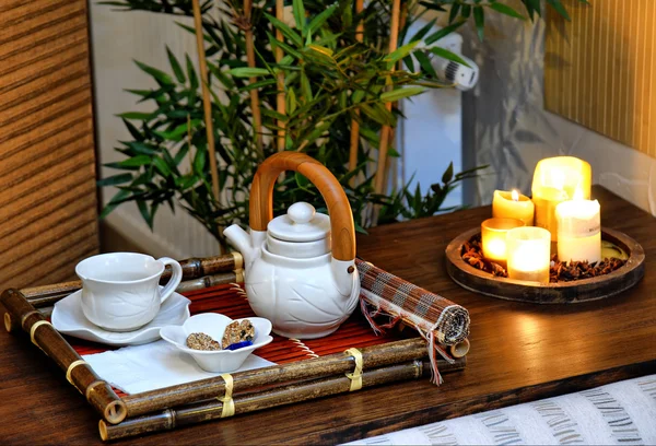 Tea and candles — Stock Photo, Image