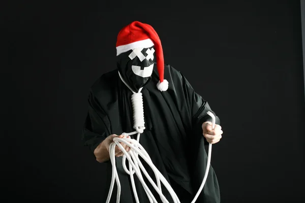 Santa claus svart mime — Stockfoto