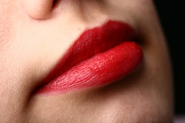붉은 입술 매크로 — 스톡 사진