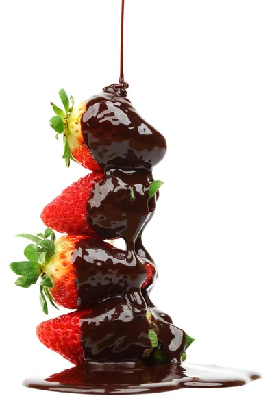 Strawberry stack in chocolate — Stock Photo, Image