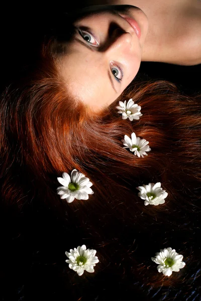 Hair white flowers — Stock Photo, Image