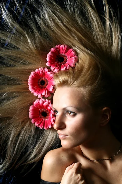 Włosy różowe kwiaty — Zdjęcie stockowe