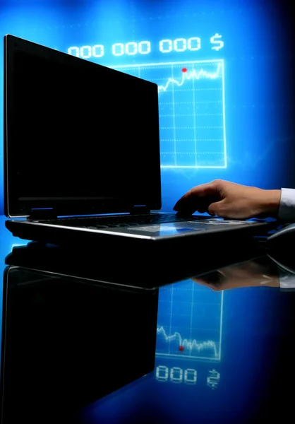 Laptop Financiën werk — Stockfoto